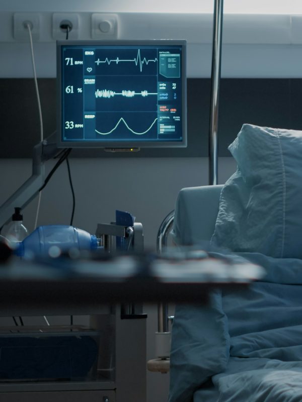 Empty hospital ward designed with medical equipment