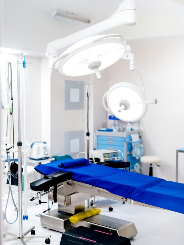 Medical equipment and modern devices in surgical room.