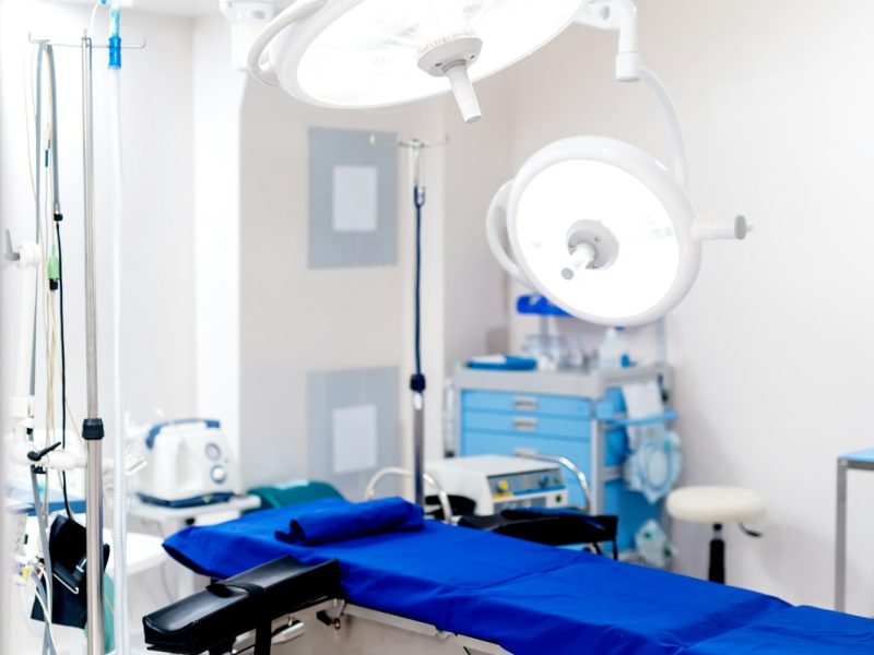 Medical equipment and modern devices in surgical room.